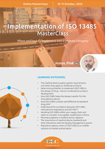 Implementation of ISO 13485 Master File Agenda Cover